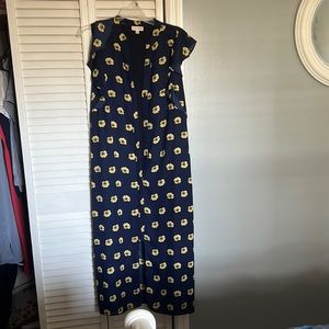 brand new long flower dress!! navy with yellow